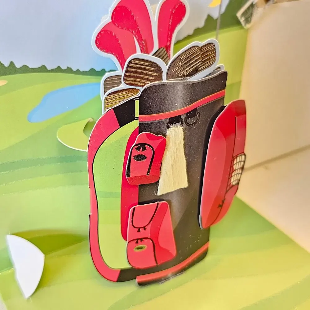 Golf Pop Up Greeting Card Father's Day Birthday Hole in One Mothers Day